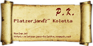 Platzerjanó Koletta névjegykártya